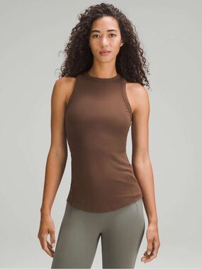 lululemon athletica Brown Ribbed High-Neck Tank